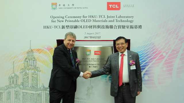 University of Hong Kong/TCL - Unveiling the plaque for the opening of HKU-TCL Joint Laboratory for New Printable OLED Materials and Technology University of Hong Kong/TCL - Unveiling the plaque for the opening of HKU-TCL Joint Laboratory for New Printable OLED Materials and Technology