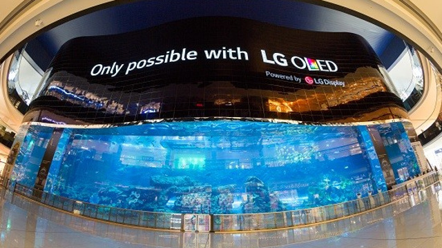 LG Electronics - The world's largest OLED screen and world's largest high definition video wall - located at the Dubai Aquarium LG Electronics - The world's largest OLED screen and world's largest high definition video wall - located at the Dubai Aquarium